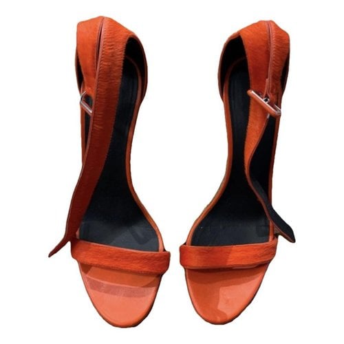 Pre-owned Giuseppe Zanotti Faux Fur Sandals In Orange