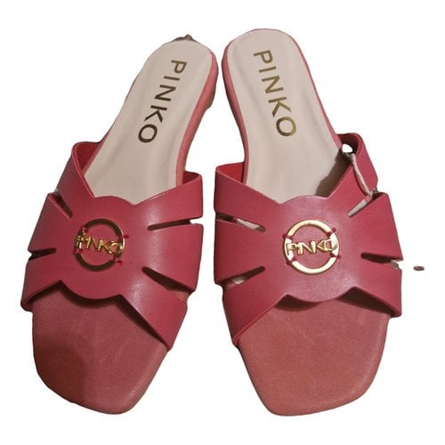 Pre-owned Pinko Leather Mules In Pink