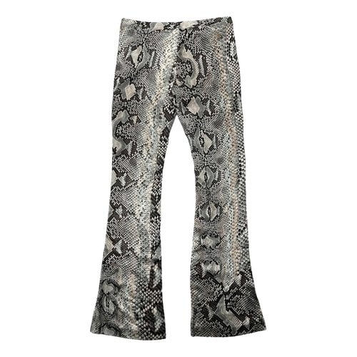Pre-owned Roberto Cavalli Silk Slim Pants In Grey