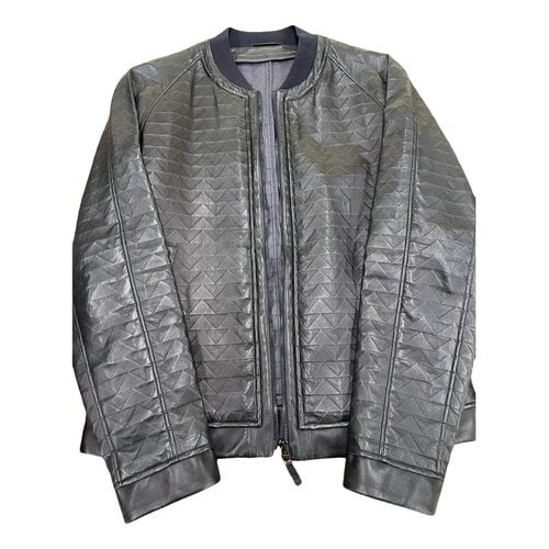 Pre-owned Giorgio Armani Leather Jacket In Green