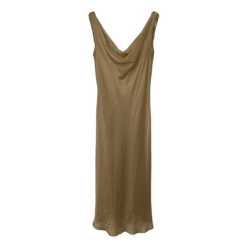Pre-owned Calvin Klein Collection Silk Mid-length Dress In Gold