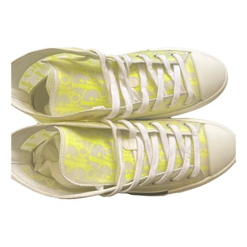 Pre-owned Dior B23 Leather High Trainers In Yellow
