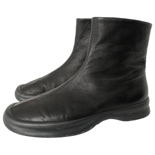 Pre-owned The Row Leather Boots In Black