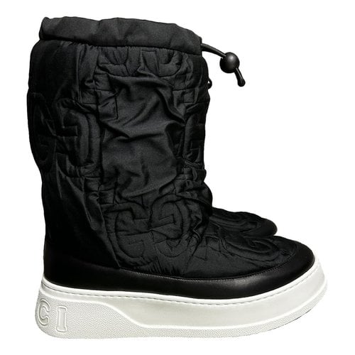 Pre-owned Gucci Cloth Boots In Black