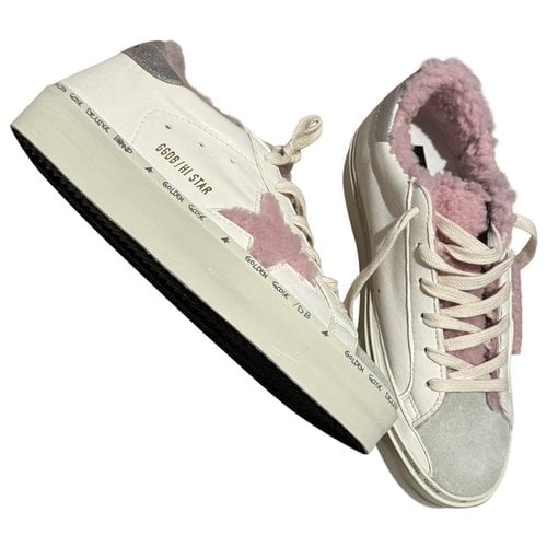 Pre-owned Golden Goose Hi Star Leather Trainers In Pink