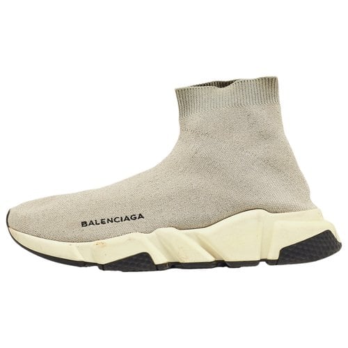 Pre-owned Balenciaga Cloth Trainers In Grey