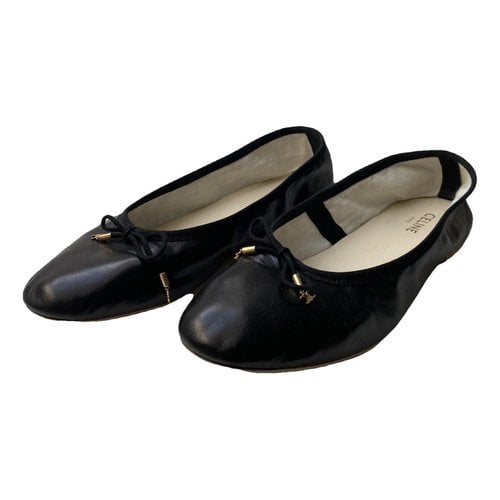 Pre-owned Celine Soft Ballerina Leather Ballet Flats In Black