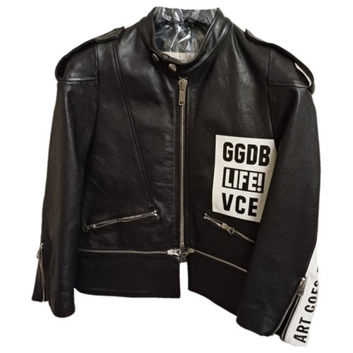 Pre-owned Golden Goose Leather Short Vest In Black