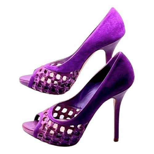 Pre-owned Dior Peep Toes Heels In Purple