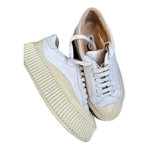 Pre-owned Jil Sander Leather Trainers In Beige