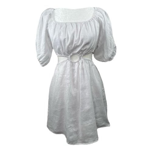 Pre-owned Faithfull The Brand Linen Mini Dress In White