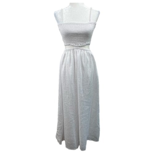 Pre-owned Faithfull The Brand Linen Mid-length Dress In White