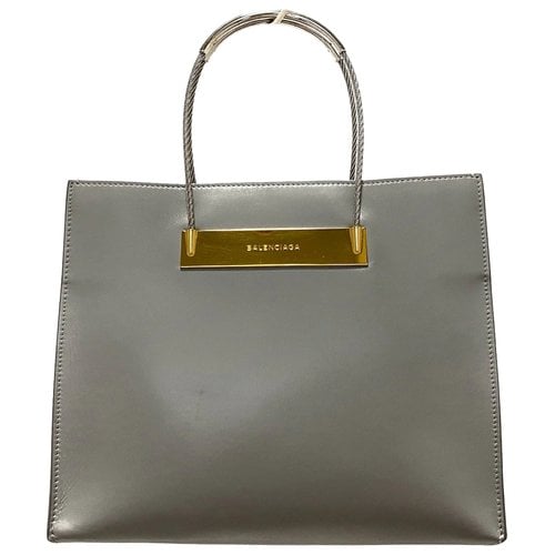 Pre-owned Balenciaga Cable Leather Tote In Grey