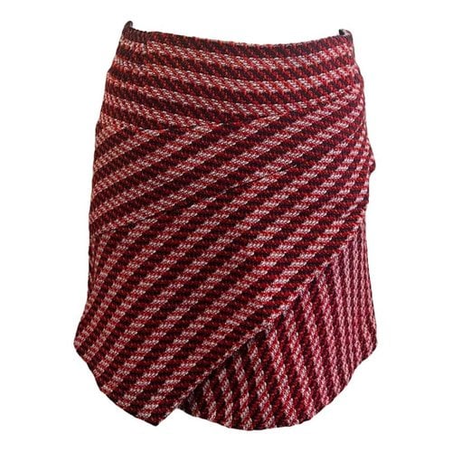 Pre-owned Maje Tweed Mini Skirt In Red