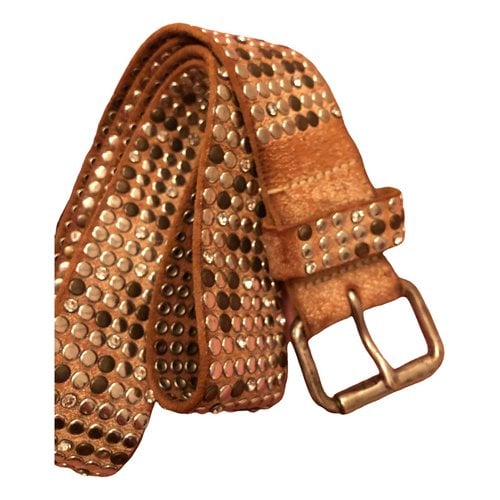 Pre-owned Htc Leather Belt In Camel