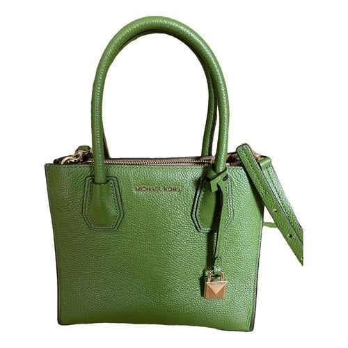 Pre-owned Michael Kors Mercer Leather Tote In Green