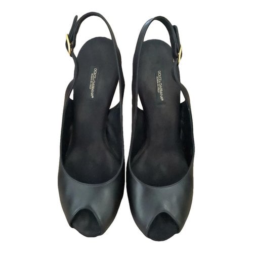 Pre-owned Dolce & Gabbana Leather Mules & Clogs In Black