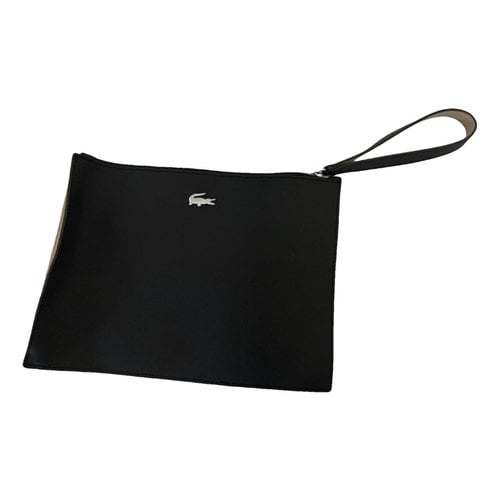 Pre-owned Lacoste Leather Clutch Bag In Black