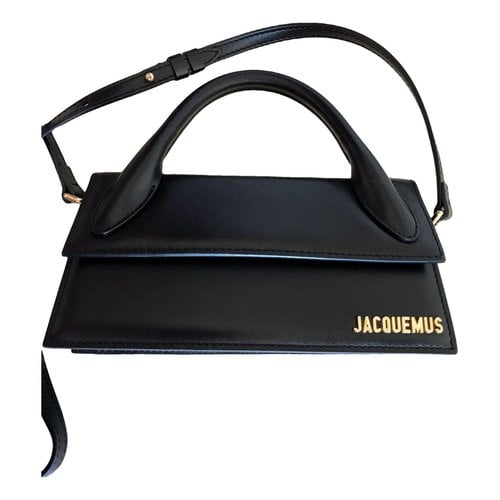 Pre-owned Jacquemus Chiquito Long Leather Crossbody Bag In Black