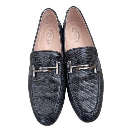 Pre-owned Tod's Leather Flats In Anthracite