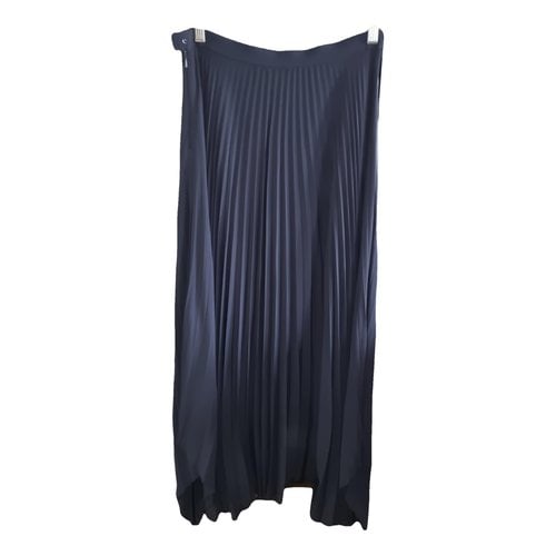 Pre-owned Helmut Lang Silk Maxi Skirt In Navy