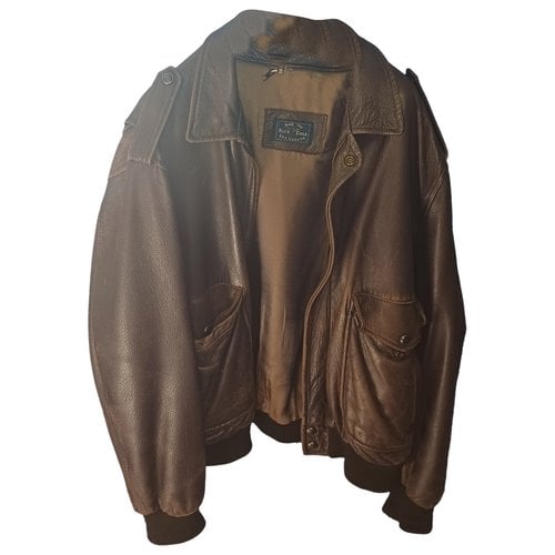 Pre-owned Les Copains Leather Coat In Brown