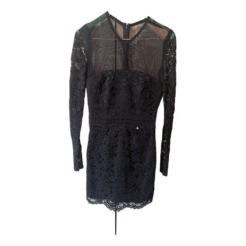 Pre-owned Elisabetta Franchi Lace Mini Dress In Black