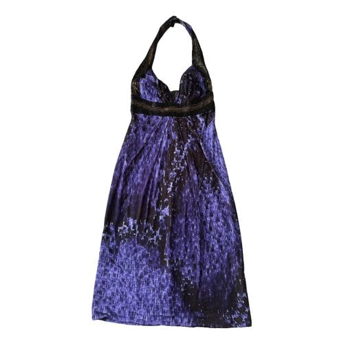 Pre-owned Roberto Cavalli Silk Mini Dress In Purple