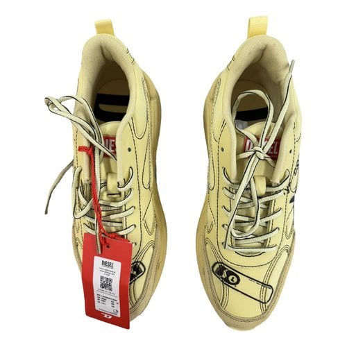 Pre-owned Diesel Leather Trainers In Yellow