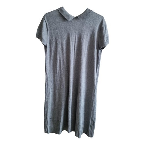 Pre-owned Lacoste Silk Mid-length Dress In Grey
