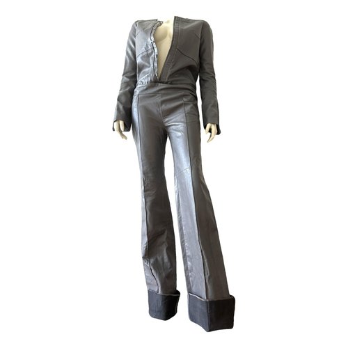 Pre-owned Rabanne Leather Jumpsuit In Anthracite