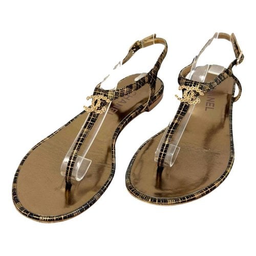 Pre-owned Chanel Slingback Cloth Sandal In Multicolour
