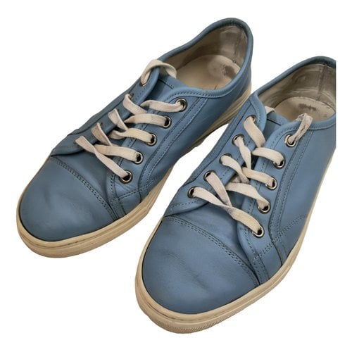 Pre-owned Gucci Leather Trainers In Blue