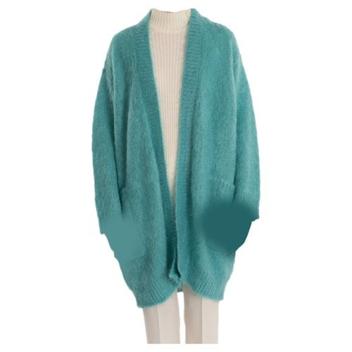 Pre-owned Max Mara Wool Cardigan In Turquoise