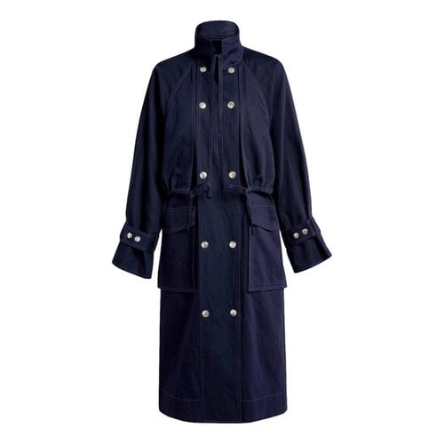 Pre-owned Kenzo Trench Coat In Navy