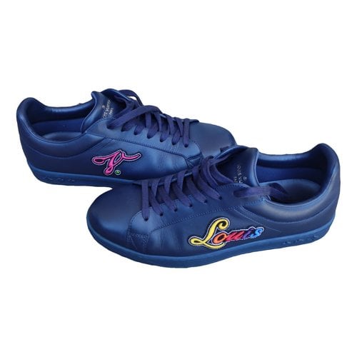 Pre-owned Louis Vuitton Luxembourg Leather Low Trainers In Navy