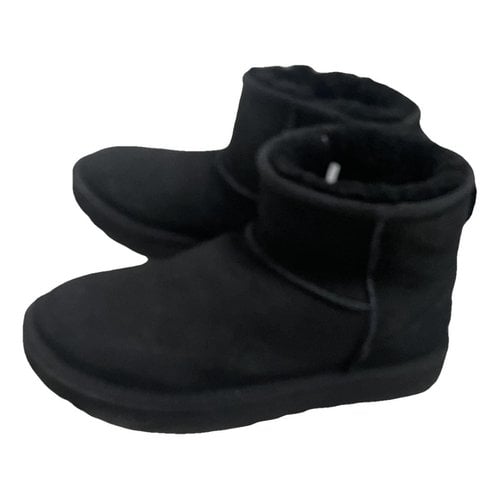 Pre-owned Ugg Vegan Leather Boots In Black