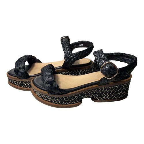 Pre-owned Robert Clergerie Cloth Sandal In Black