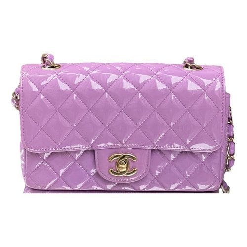 Pre-owned Chanel Timeless/classique Patent Leather Crossbody Bag In Purple