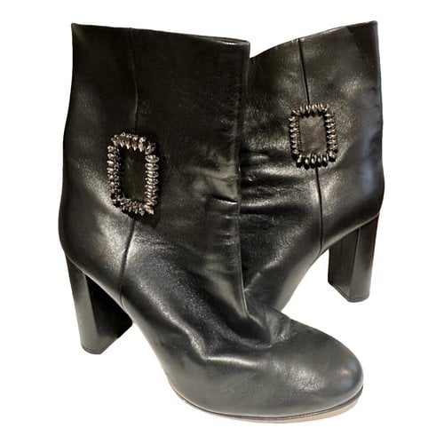 Pre-owned Genny Leather Boots In Black