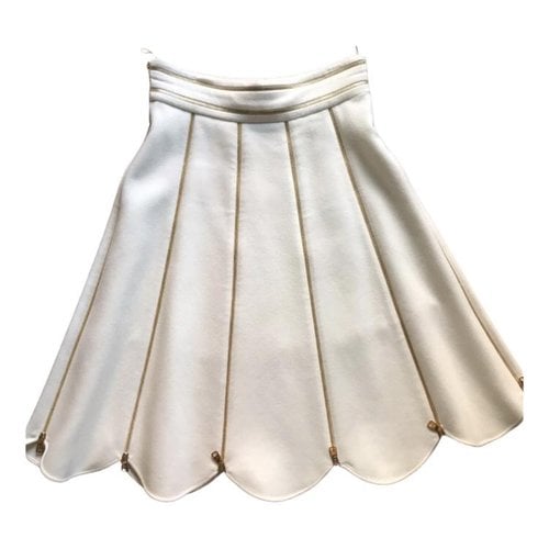 Pre-owned Ferragamo Wool Mid-length Skirt In White