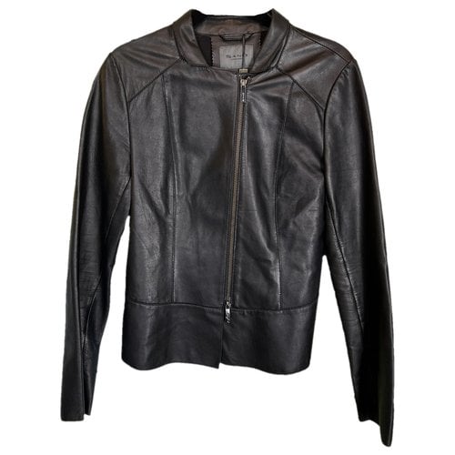 Pre-owned Sand Leather Jacket In Black