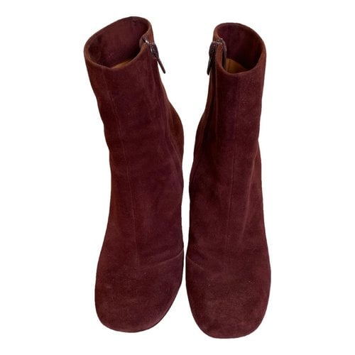 Pre-owned Celine Boots In Burgundy