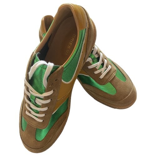 Pre-owned Dries Van Noten Leather Low Trainers In Green