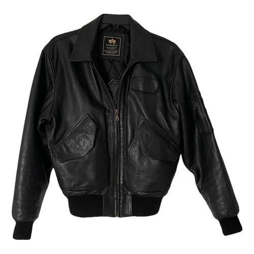 Pre-owned Alpha Industries Leather Jacket In Black