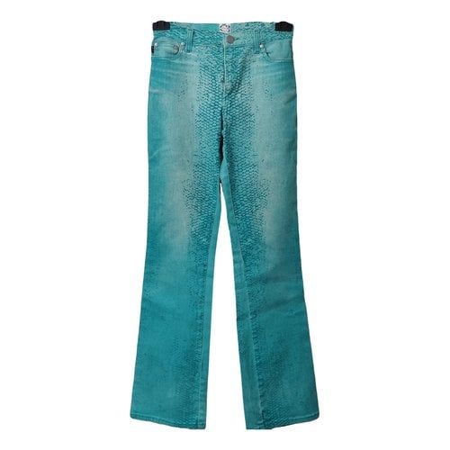 Pre-owned Roberto Cavalli Straight Pants In Turquoise