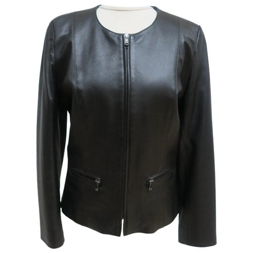 Pre-owned Gerard Darel Leather Short Vest In Black