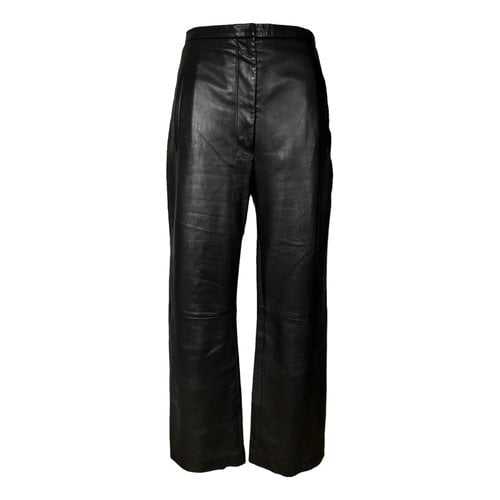 Pre-owned Khaite Leather Trousers In Black