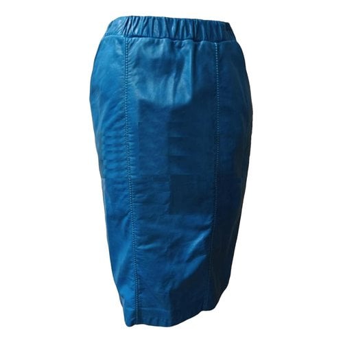 Pre-owned Bottega Veneta Leather Mid-length Skirt In Blue