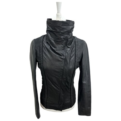Pre-owned Nue Studio Leather Short Vest In Black